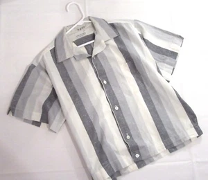 LATE 1950S 60S VINTAGE SHORT SHIRT JAC JACKET VAN HEUSEN LARGE L SLUB STRIPE S27 - Picture 1 of 13