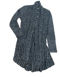 Suéter plumero tejido manga larga jaspeado gris negro Yaira Boho talla pequeña - Imagen 1 de 10