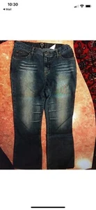 BLAUE ZWEIFARBIGE VERWASCHENE XOXO DENIM-DAMENJEANS GRÖSSE 11/12 - Bild 1 von 8