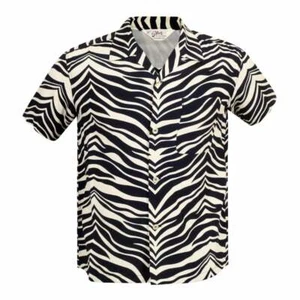 Camisa hawaiana Star of Hollywood negra SH37879 estampada cebra SoH8663 - Imagen 1 de 4
