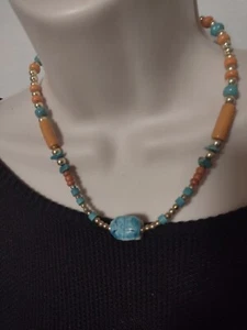 Vintage Scarab Necklace 16 In. - Picture 1 of 6