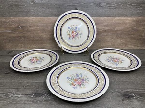 4 Johnson Brothers Old English Flowers Rope Edge Colbalt Blue Gold Plate 10-5/8” - Picture 1 of 10