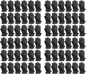 144 Pairs Men's Winter Warm Gloves, Fleece Lined With Black Gripper - Ski Gloves - Picture 1 of 4