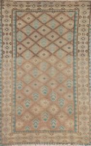 Distressed Geometric Traditional Vintage Rug 3x5 Handmade Wool Carpet