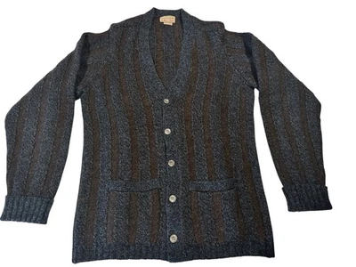 Винтажный шерстяной кардиган Alan Paine Shetland синий мужской английский размер 40"" - Изображение 1 из 4