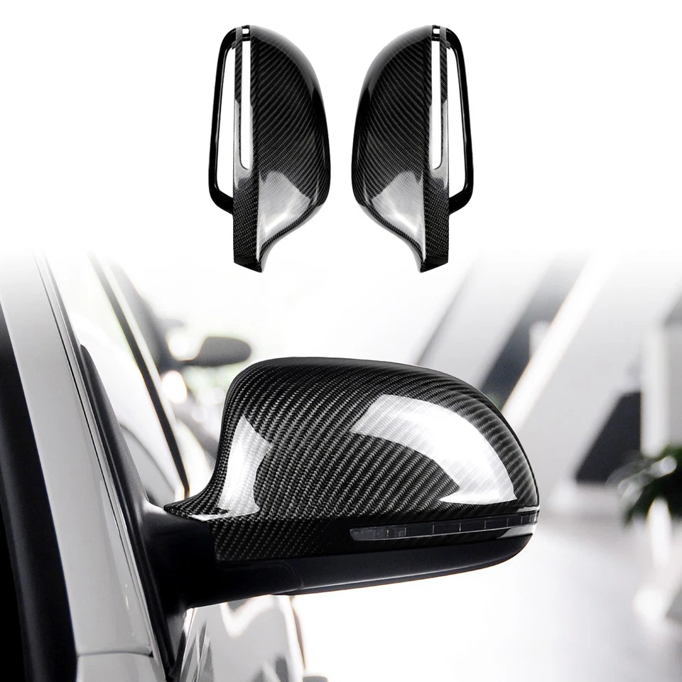 Real Carbon Fiber Add-on Rearview Mirror Cover Cap For Audi A4 A5 B8 2008-2012 - Imagem 1 de 4