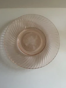Vintage Federal Glass Pink Depression DIANA Saucer 5 7/8" Wide Saucer swirl - Picture 1 of 4
