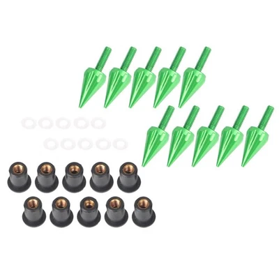Motorcycle Windshield Spike Bolt Screw Kit For Honda Yamaha Suzuki BMW Green - Image 1 of 3