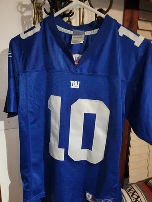 Camiseta de fútbol americano juvenil grande azul NFL Reebok Eli Manning 10 de los New York Giants Foto 1 de 4