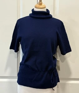 Tweeds Italy 100% Merinowolle Pullover Oberteil Damen L Cinched Waist Rollkragen NEU - Bild 1 von 8