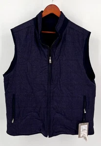 Chaleco Corneliani Azul Marino Tonal Cuadros Cremallera Frontal-Hombres Talla 56 7R Nuevo con Etiquetas - Imagen 1 de 7