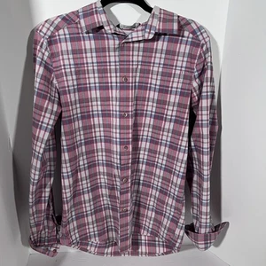 Under Armour blau rot kariert Knopfleiste tailliert Langarm Hemd Herren Größe Small - Bild 1 von 5