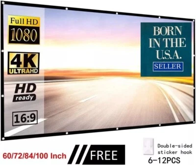 Projector Screen, 16:9 Home Theater Foldable Screen 120" Indoor/Outdoor, White - Image 1 of 4