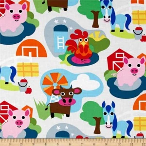 Farm Animals Novelty Fabric by Windham Fabrics, Pigs, Cows, Barn, Horse, BTHY - Picture 1 of 2