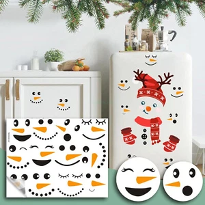 Christmas Snowman Face Refrigerator Sticker Christmas Expression Wall Stickers - Picture 1 of 18