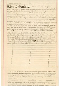 1897 Warranty Deed John R. Farquharson Sr to John Jr Grand Traverse Co. Michigan - Picture 1 of 3