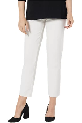 Susan Graver Premium Stretch Slim Leg Pant w/ Front Insets Antique Ivory - Image 1 of 4