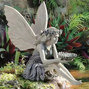 Statua Fata Resina Ornamento Giardino Decorazione Angelo Statuetta Scultura Pacifica - Foto 1 di 12