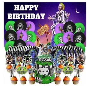Beetlejuice Party Decor Plates Cake Topper Balloons Supplies Decorations... - Picture 1 of 4