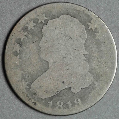 Moneda tipo cuarto de plata busto tapado 1819 Foto 1 de 2