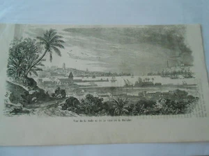 Gravure 19èm - Vue de la rade et de la ville de la Havane Cuba - Picture 1 of 1