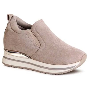 Damenschuhe Keil Sneaker Plateau Slipper Keilabsatz Halbschuhe Hellbraun 39 - Imagen 1 de 3