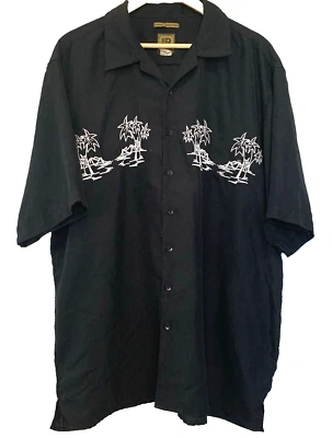 Bruno Sueded Microfiber Shirt Mens 2XL Embroidered Palm Trees Black Coastal - Image 1 of 4