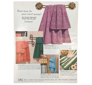 Cannon Towels 1953 anuncio impreso vintage - Imagen 1 de 1