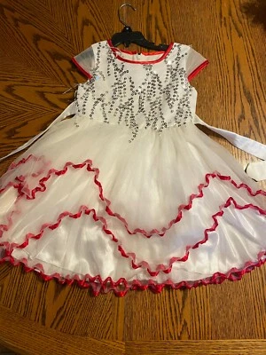 Impresionante Vestido de Vacaciones Soleado Moda Sin Mangas Blanco y Rojo 6/6X Foto 1 de 4