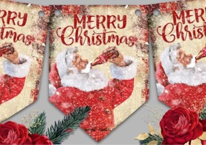 Bandera colgante vintage de Papá Noel Navidad Navidad decoración fiesta en casa - Imagen 1 de 1