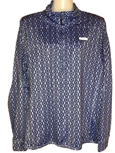 Vineyard Vines Womens The Shep Shirt Size L Blue Geometric Floral 1/4 Zip Polo - Picture 1 of 6