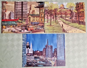 3 Vtg 1963 FIREMAN'S FUND Insurance PRINTS Chicago New England San Francisco - Picture 1 of 14