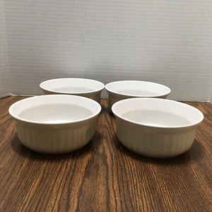 Set Of 4 CORNING WARE French White CASSEROLE 16oz Bowl RAMEKIN Stoneware - Picture 1 of 8