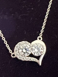 Collier coeur cristal entrelacé Swarovski vintage neuf en argent 925 avec coffret cadeau - Photo 1/16
