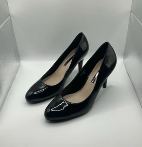 Dorothy Perkins Women's Black Patent Leather Court Shoes Heels Ladies Size UK 7 - Picture 1 of 11