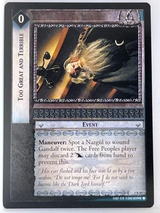 LORD OF THE RINGS TCG REALMS OF THE ELF LORDS RARE 3R85 TOO GREAT AND TERRIBLE - Picture 1 of 1