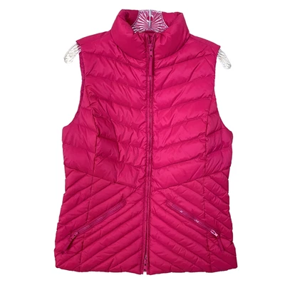 Talbots Womans S Vest Quilted Puffer Down Filled Pink Zip Front Pockets Classic - Image 1 of 4