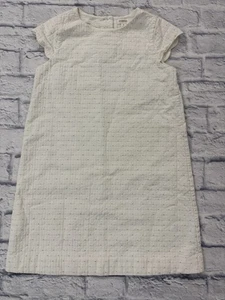 Gymboree Sz 10, A-line, Cream Color Dress W/ Gold Thread Accents. Linen Feel. - Picture 1 of 6