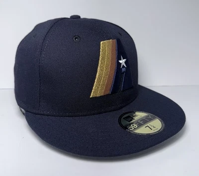 Houston Astros 7 1/4 Prototype New Era Cap 59Fifty Gold Copper And Navy Blue Hat - Image 1 of 4