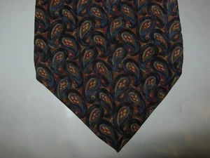 Henry Grethel SILK Tie Necktie 58 x 3.75 brown blue red 13948 - Picture 1 of 4