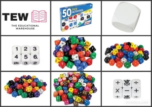 50 Dice Activity Cards + 20 Dice Junior Learning Maths Teacher Resource - Picture 1 of 11