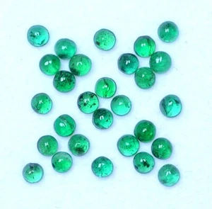 2.75 mm Natural Emerald Round Cabochon Lot 28 Pieces 2.74 CTS Loose Gemstones - Picture 1 of 7