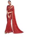 Red Pakistani Saree Blouse Sari Indian Wedding Designer Bollywood Party Wear