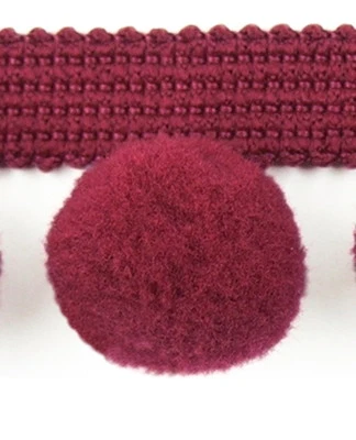 5,0 m Bommelborte 1,99 €/m 35 mm Ø20 mm Dunkelrot Bordeaux Pompons Pompomband - Bild 1 von 3