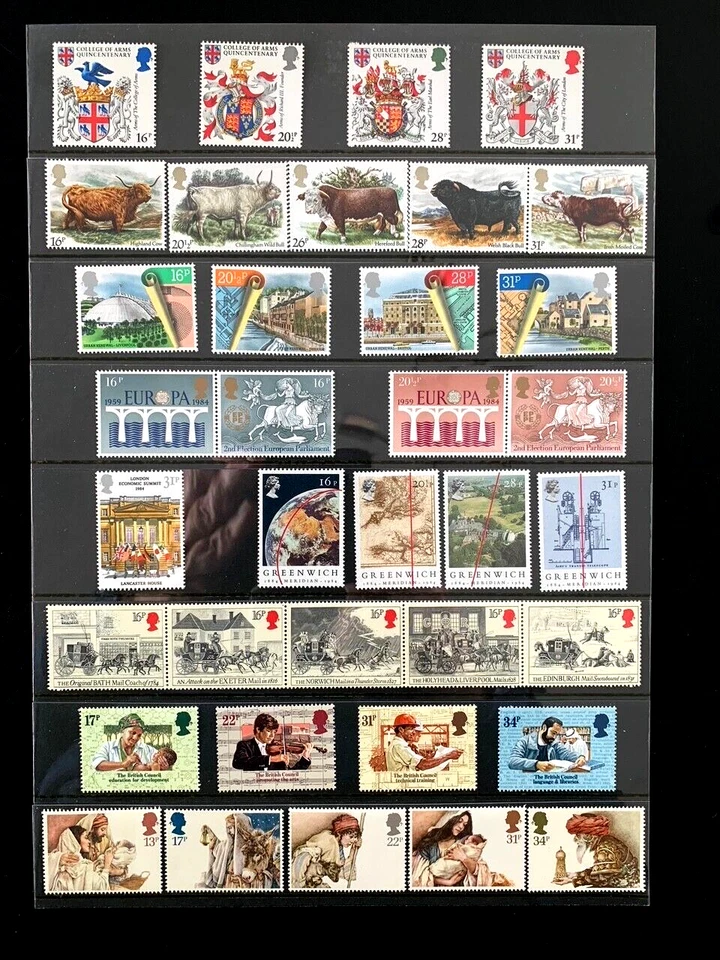 GREAT BRITAIN 1984 COMMEMORATIVE STAMPS YEAR SET MNH MINT 9 x SETS 36 x STAMPS - Image 1 of 1