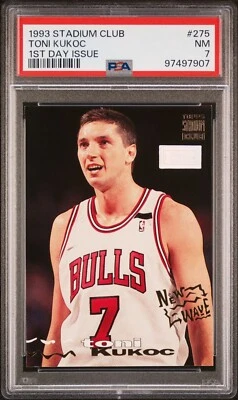 1993 Topps  Stadium Club 1ST Day Issue  275 Toni Kukoc RC Bulls  PSA 7 4873 - Image 1 of 2