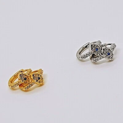 18ct Gold Plated 925 Sterling Silver Cute Dainty Evil Eye Huggie Hoop Earrings - image 1 of 4