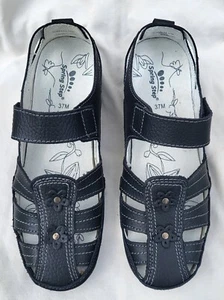 Spring Step Mary Jane Sandals Women's 37M Leather Black Cottagecore Soft Girl - Picture 1 of 8