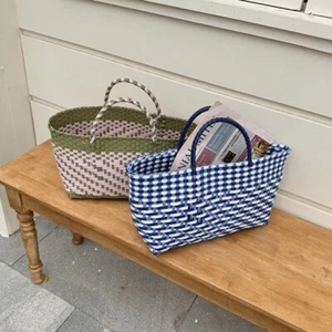 PVC Handbag Beach Tote Bag Countryside Style Vegetable Basket Bag Holiday - Picture 1 of 14