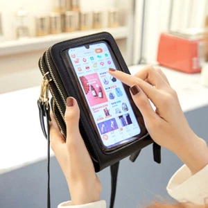 Touch Screen Cell Phone Purse Crossbody Women Leather Wallet Pouch Shoulder Bag - Picture 1 of 19